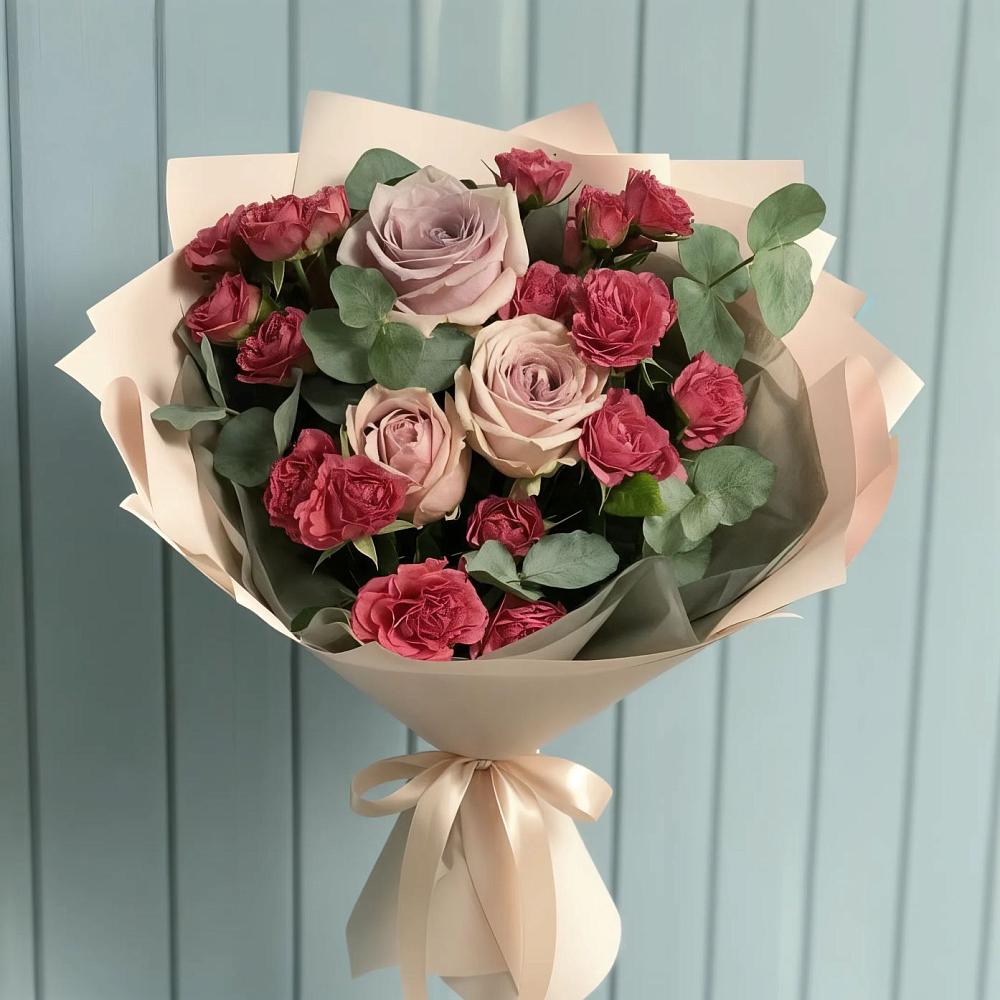 Букет цветов из: Гвоздики и Розы в Огаревка
