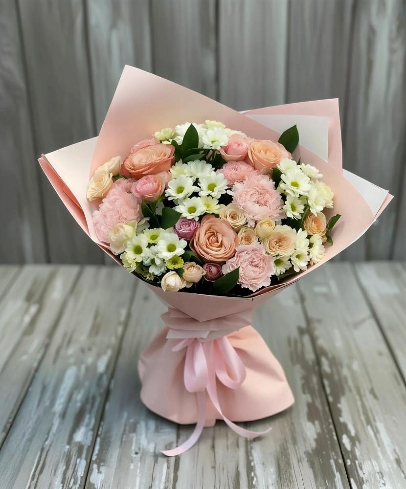 Букет цветов из: Гвоздики, Розы и Хризантемы в Огаревка