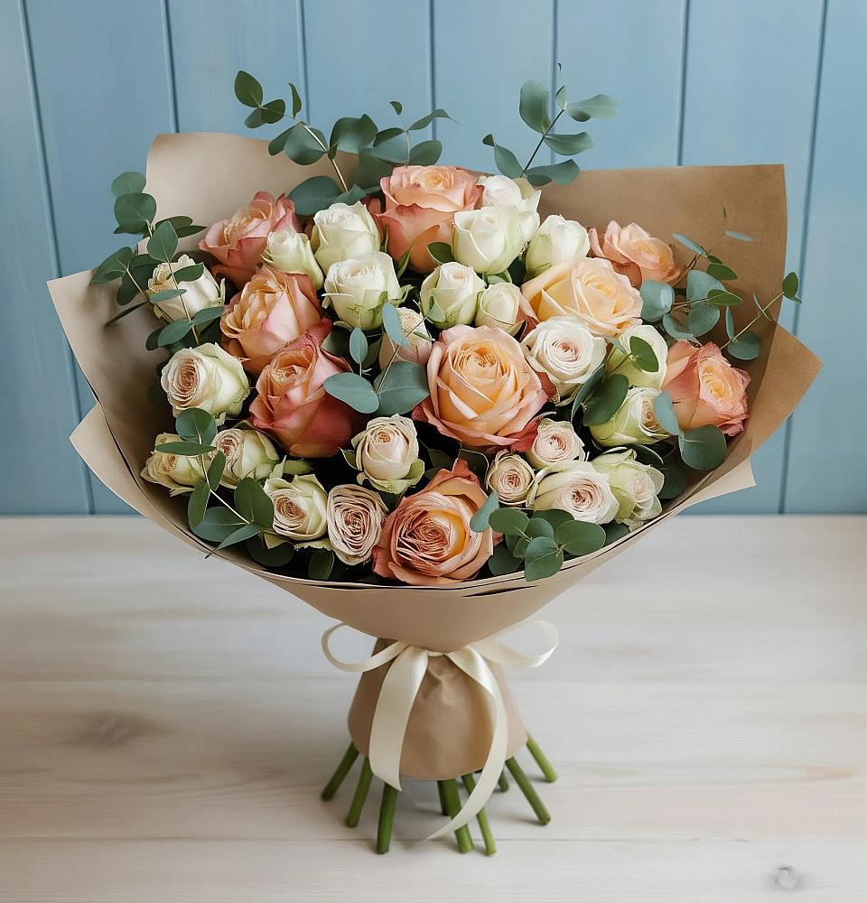 Букет цветов из: Альстромерии и Розы в Огаревка