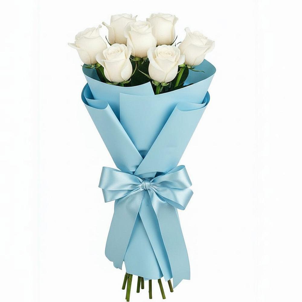 Букет 7 белых роз Проуд в Огаревка