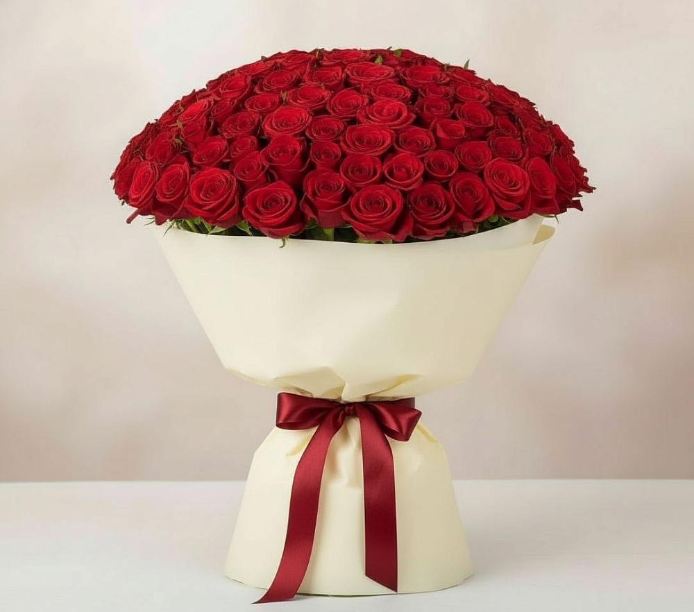 Букет 101 Красная роза Милано в Огаревка