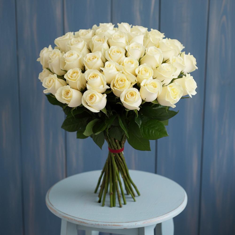Букет 51 Белая роза Эдлесс Лав в Огаревка