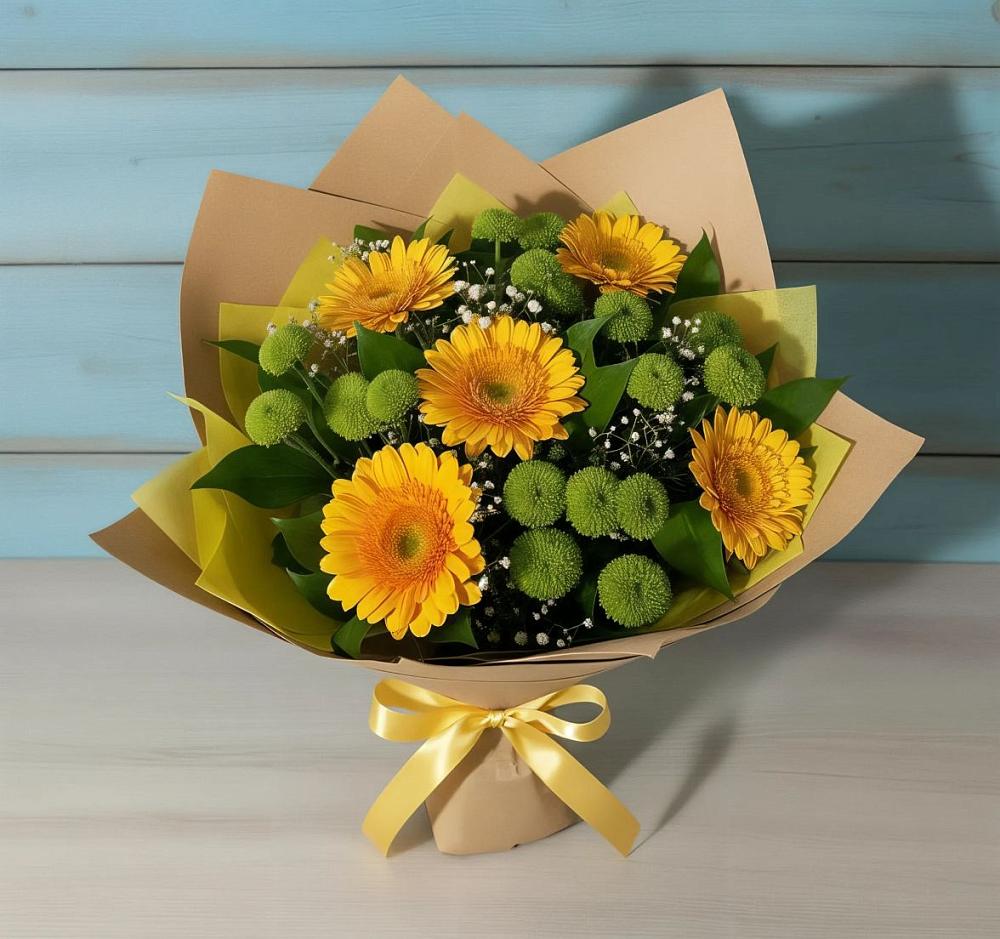 Букет цветов из: Герберы и Хризантемы в Огаревка
