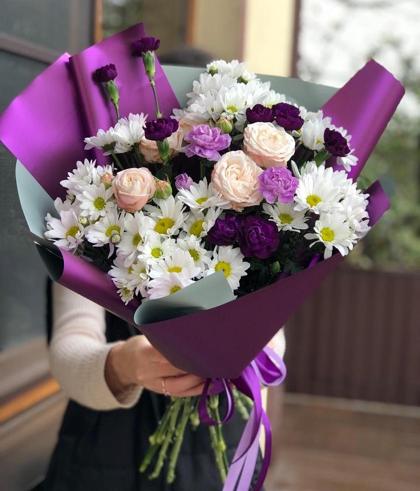 Букет цветов из: Хризантемы, Гвоздики и Розы в Огаревка