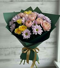 Букет цветов из:  Хризантемы и Розы #REPLACE_PRED# Огаревка