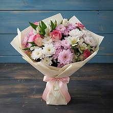 Букет цветов из:  Хризантемы, Альстромерии и Розы в Огаревка