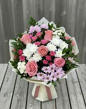 Букет цветов из:  Альстромерии, Гвоздики, Розы и Хризантемы в Огаревка