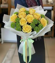 Букет цветов из:  Хризантемы и Розы #REPLACE_PRED# Огаревка