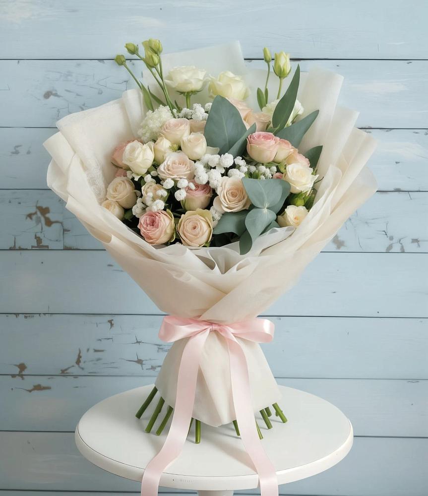 Букет цветов из: Розы и Лизиантусы в Огаревка