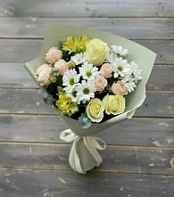 Букет цветов из:  Альстромерии, Розы и Хризантемы в Огаревка