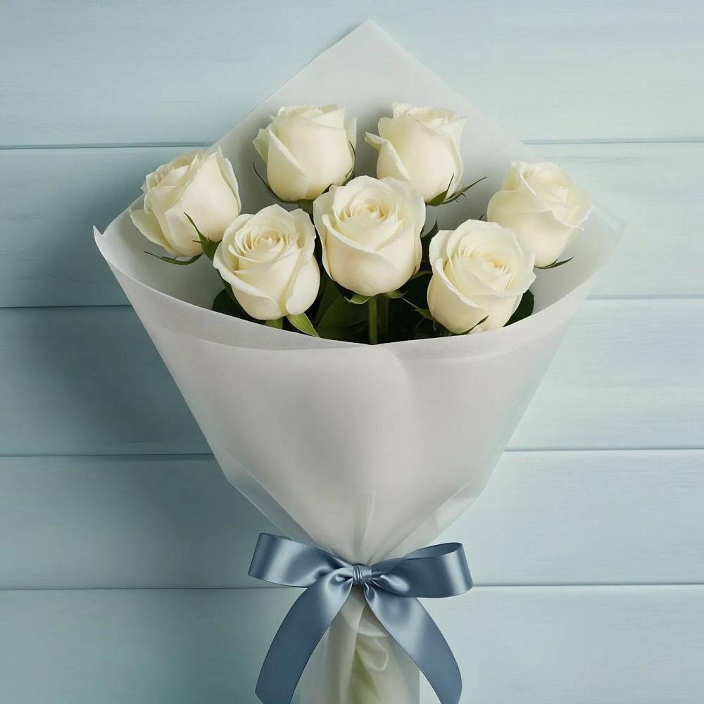 Букет 7 Белых роз Эдлесс Лав в Огаревка